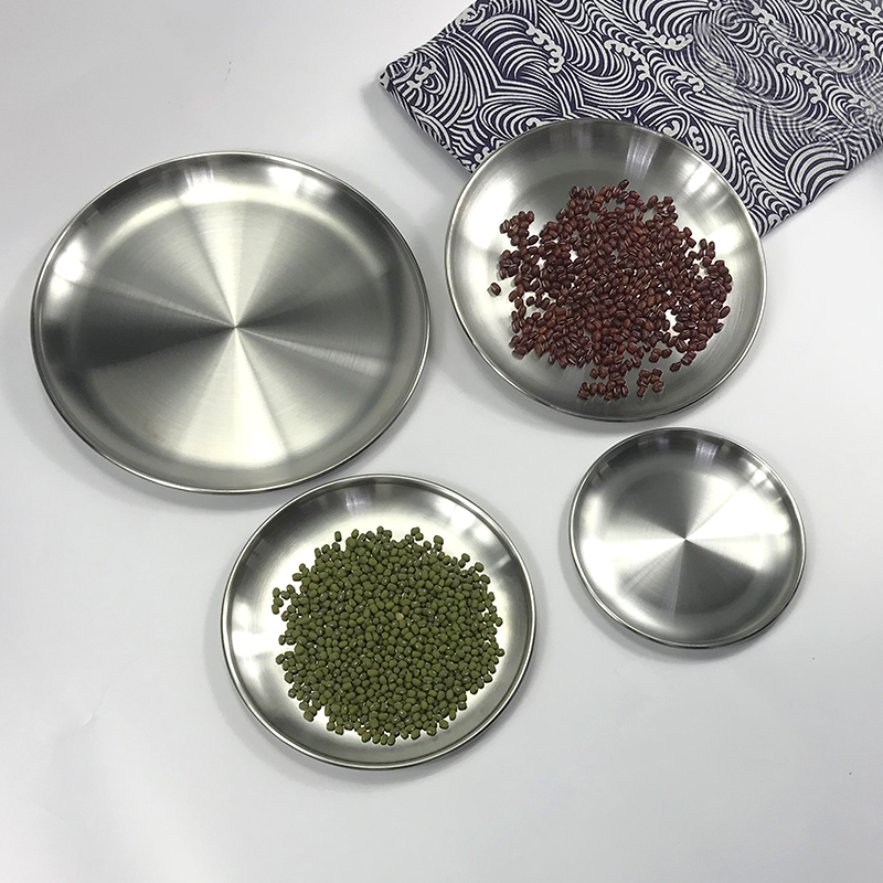 New Korean stainless steel plate extra thick disc Korean barbecue plate dish flat plate thickened shallow plate Japanese style