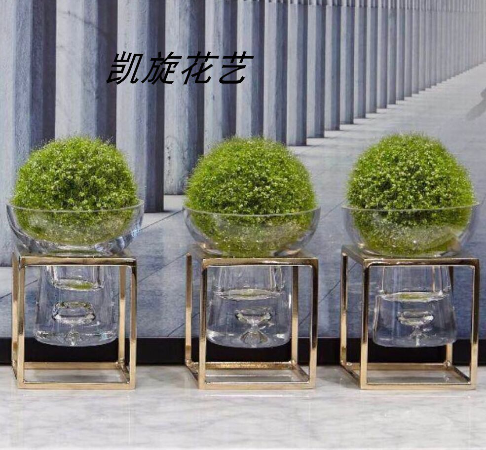 Light luxury simulation ball plant metal frame Nordic Hong Kong style model house sales office coffee table finished simulation flower art