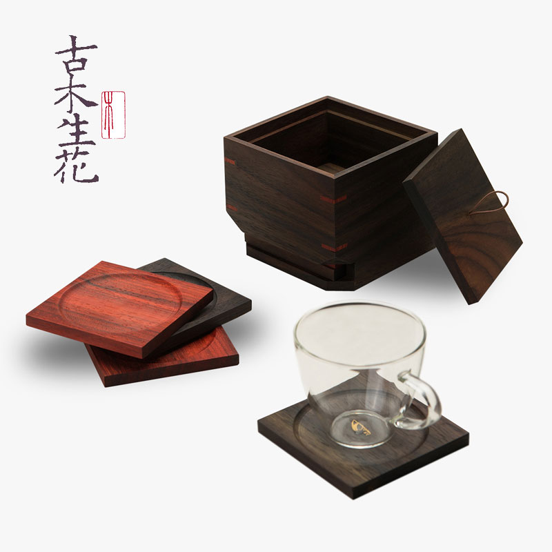 Creative solid wood tea cup mat Zen tea ceremony Tea set accessories Wooden Chinese style insulation mat Kung Fu Tea cup holder tea mat