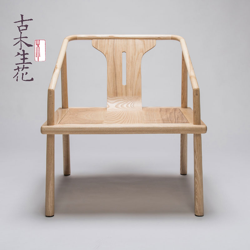 Ancient Wood Raw Flowers New Chinese Solid Wood Chair Casual Chair Tea Chair Modern Creativity Leaning Back Chair Home Stool Minima Dining Chair