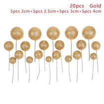 20pcs Mixed Size Golden Ball Cake Topper Home Birthday Party