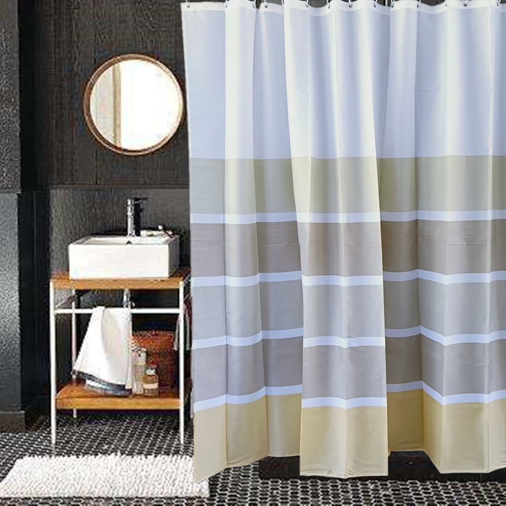 Special price widening anti-mildew waterproof polyester cloth shower curtain gradient stripe bathroom partition curtain door curtain 240*200 lead pendant