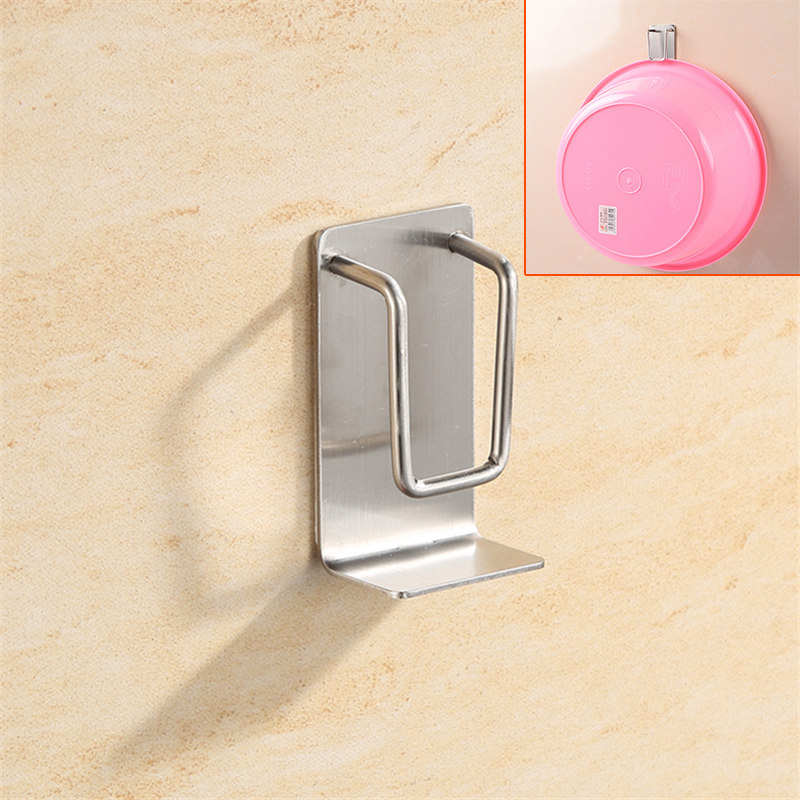 304 stainless steel non-perforated powder room wall-mounted washbasin hook bathroom shelf Basin storage shelf Pylons