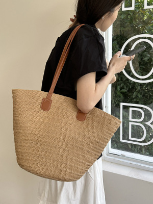 taobao agent Capacious straw woven beach bucket, one-shoulder bag, 2023, autumn, trend of season