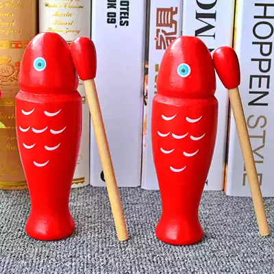 Children's red wooden fish Orff music teaching aids Kindergarten percussion tube clapper