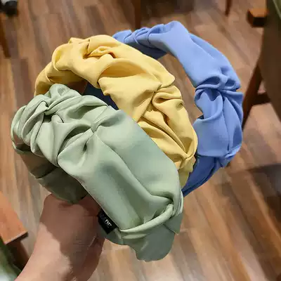 New Korean pleated hairband simple net red solid color wide-brimmed hairband face wash pressure hairband hairpin hair accessories Hair accessories