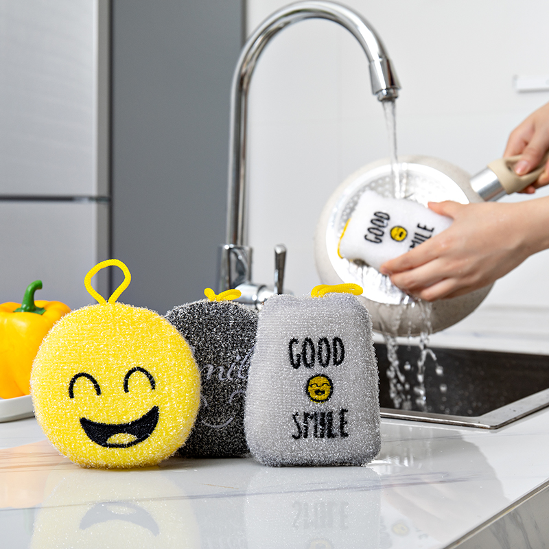 Smile cleaning sponge Smiley Face Dishcloth Baggy Cloth Kitchen Pan Brush Bowls God Instrumental Nanomagic Dishwashing Sponge