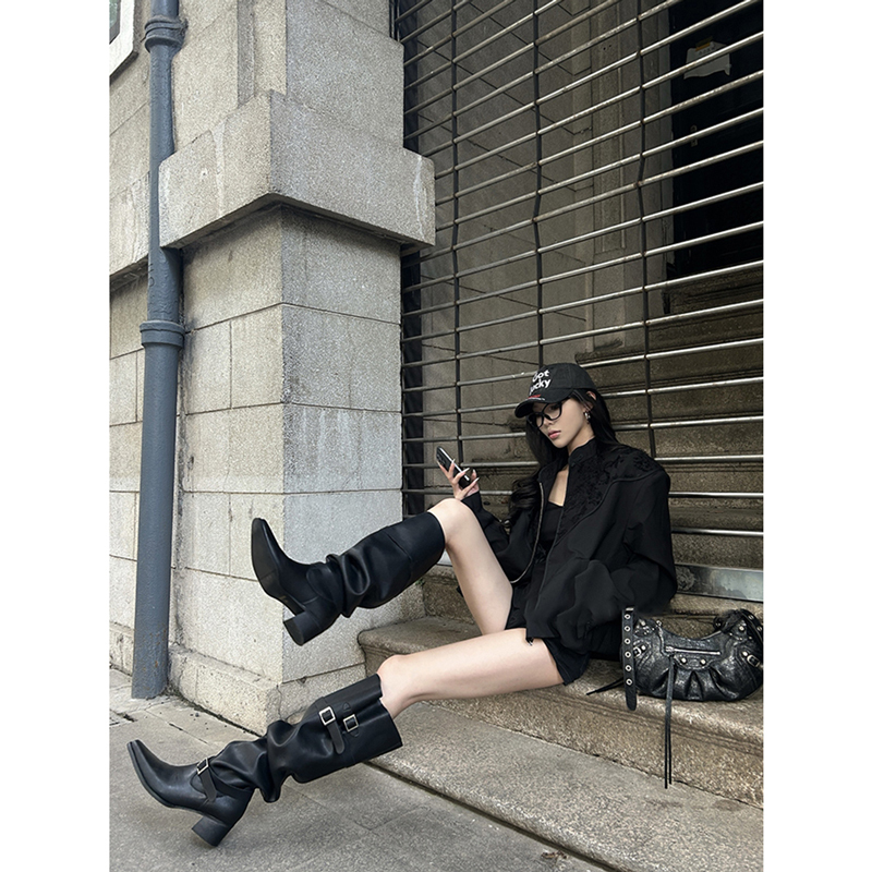 Uncle Cookie~ Genuine Leather Over-The-Knee Boots for Women 2026 New Style with Hidden Height Increase, Large Calf Circumference, Slouchy Boots