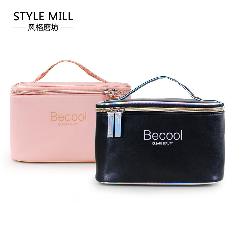 2021 new minimalist PU Soft leather Makeup Bag Women Fashion Big Capacity Travel On travel Waterproof Skin-care Products Cashier Bags
