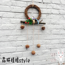 Dried flower branches kindergarten hanging ornaments corridor classroom creative rattan leaf strip ball air decoration bird