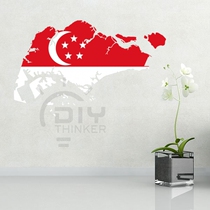 Bedroom Living room Office Classroom DIY Singapore Flag map waterproof adhesive sticker Painted Wall Sticker Sticker