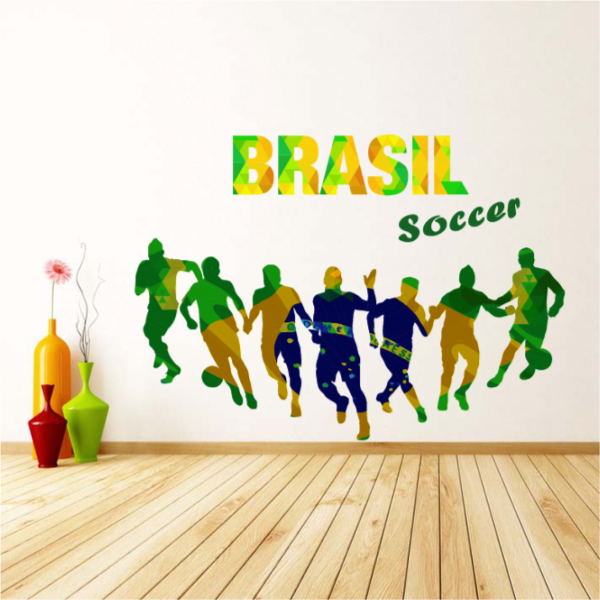 Brazilian football team English power games stickers bedroom living room window removable transparent stickers wall stickers