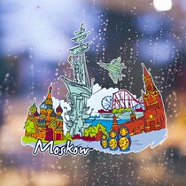 Russia Moscow hand-painted graffiti art illustration background wall stickers living room bedroom window decoration stickers