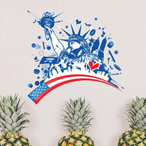 American creative Statue of Liberty graffiti art cartoon illustration background wall sticker living room bedroom window decoration