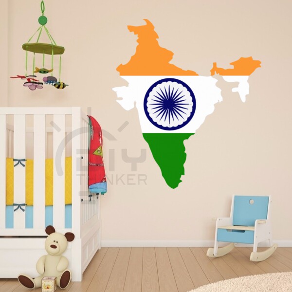 Bedroom Living Room Office Classroom DIY Indian Flag Map Waterproof Sticker Wall Sticker Decal
