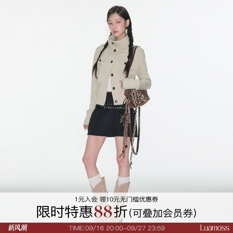 Luamoss High-Neck Sweatshirt Commuter Jacket for Women, Unique Design, Niche Jacket, Loose Korean Style, Versatile Casual Top
