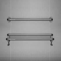 Ouji free hole hanging towel bar lengthened single rod black double rod bathroom bathroom space aluminum simple towel rack