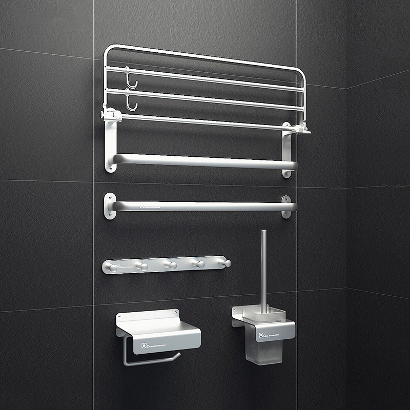 Ogi punch-free solid space aluminum bathroom rack towel rack bath towel rack powder room hardware pendant set