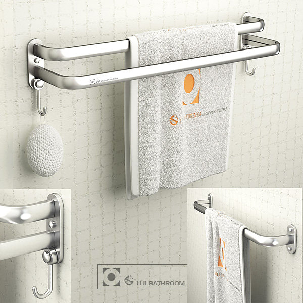 Oji minimalist towel rack free of punch-type space aluminium towel rod Single-lever double-lever bathroom wall-mounted slipper rack