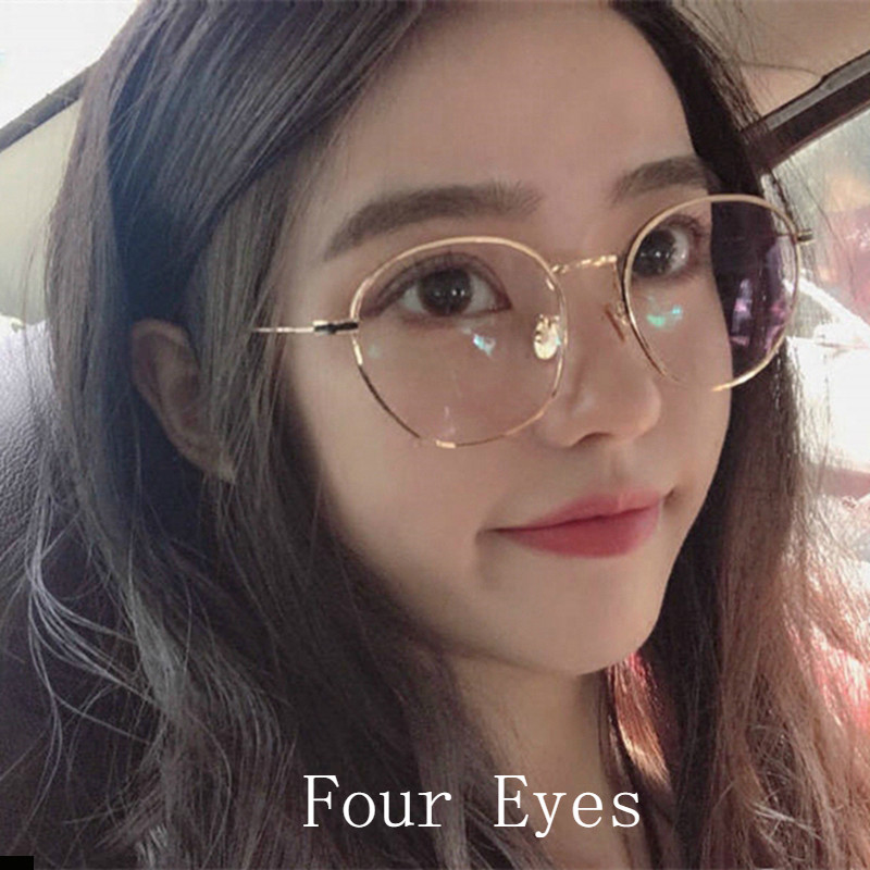 Net red eye frames ins and women shake the same amount of vegetarian facial retro art ultra-light large face Lean Myopia can be matched with lenses