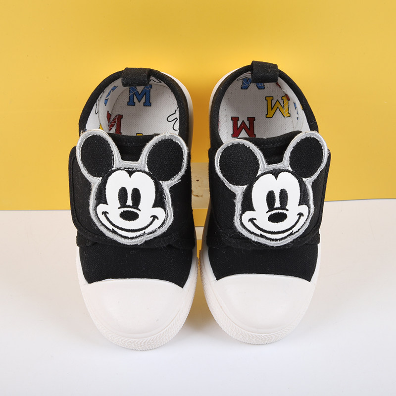 Japanese children canvas shoes Mickey low-top baby childrens velcro non-slip cartoon breathable canvas soft-soled single shoes