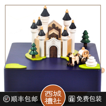 jeancard Taiwan music box castle carriage swivel trolley woody eight-soundbox to send girls wedding gifts
