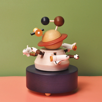 jeancard music box space flight spinning wood-eight soundbox to send boys girls day creative gifts
