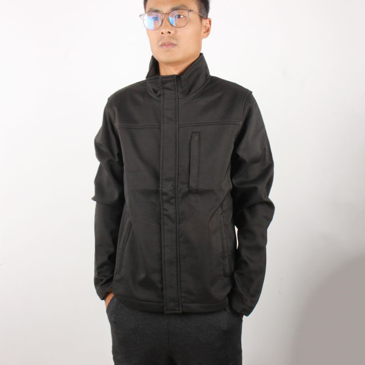 Three zippered pockets spring and autumn stand collar thin velvet windproof waterproof tooling jacket men handsome trend jacket men's clothing