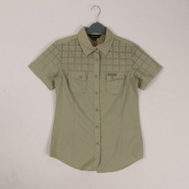 Beautiful lady Bull Stock Slim Fit Professional Outdoor Chinlon Plaid Shirt Short Sleeve Casual Summer Linen Dress Women