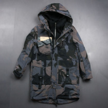 This very domineering white duck down double cap handsome casual camouflage medium and long thick warm down jacket mens clothing