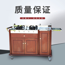 Double-head cooking car Snack cart Mobile insulation table Commercial and household three-layer stainless steel mobile multi-function hand push