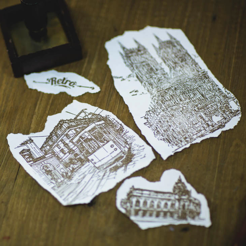 WEEK BAR silicone transparent seal hand account retro electric bike Paris Saint Notre Dame handbill decorative chapter handle