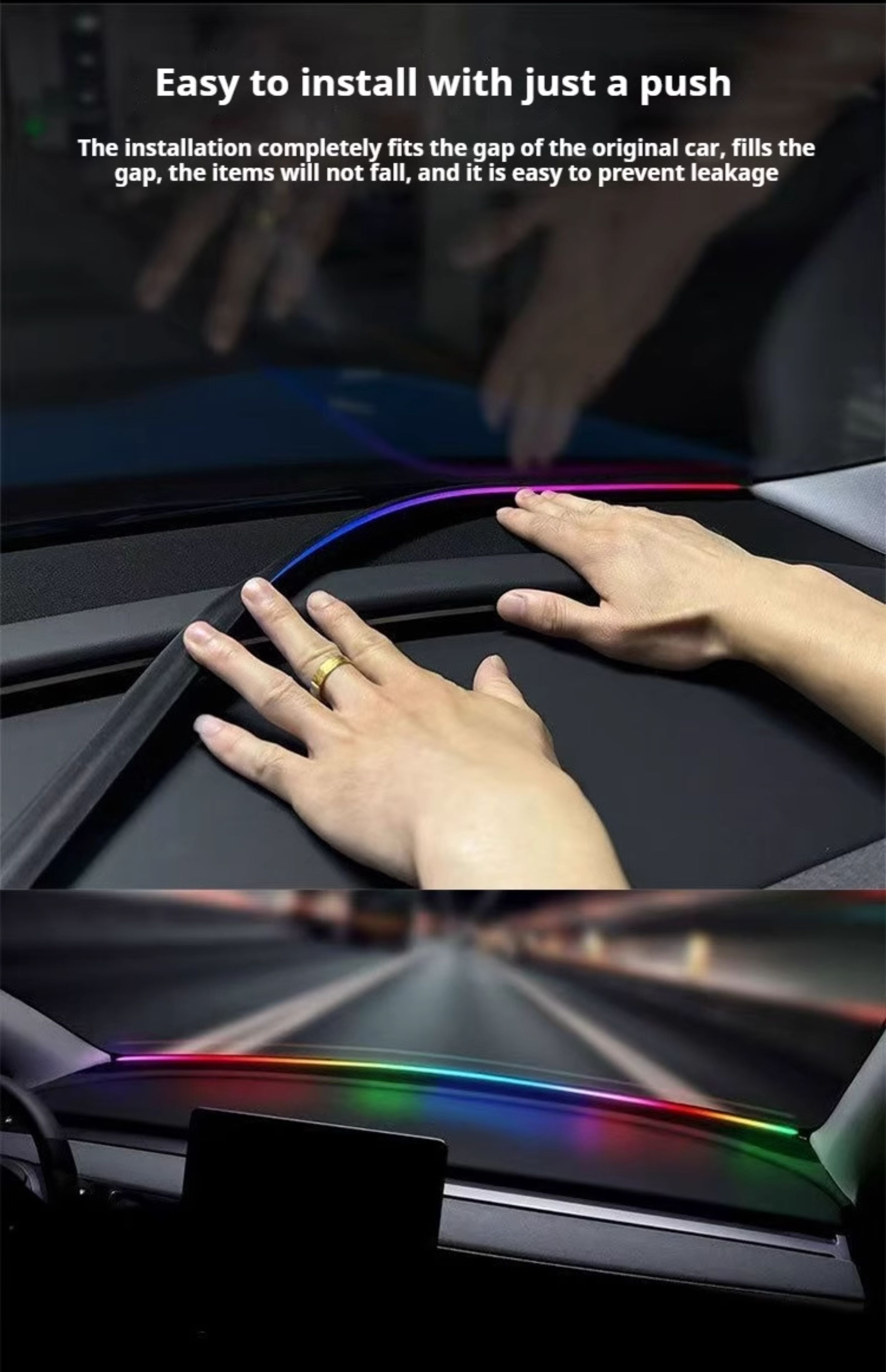Car Led Front Hidden Soundproof Strip, Colorful Central Control Ambient Light, Remote Control App-Controlled Modified Lighting Strip