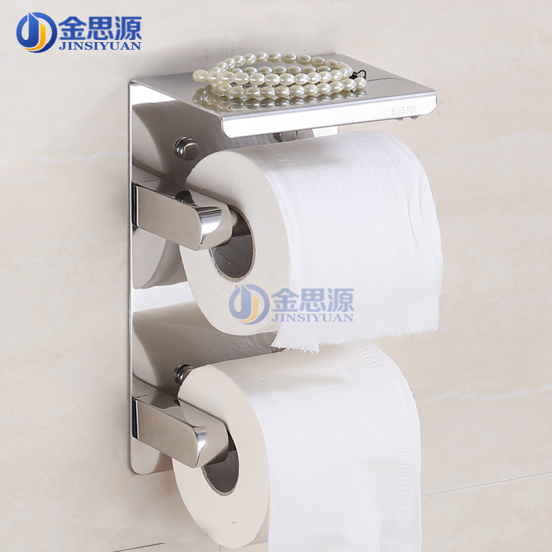 Perforated double drum toilet paper holder 304 stainless steel hotel toilet paper toilet paper toilet paper box dressing room Toilet Paper Towel Box