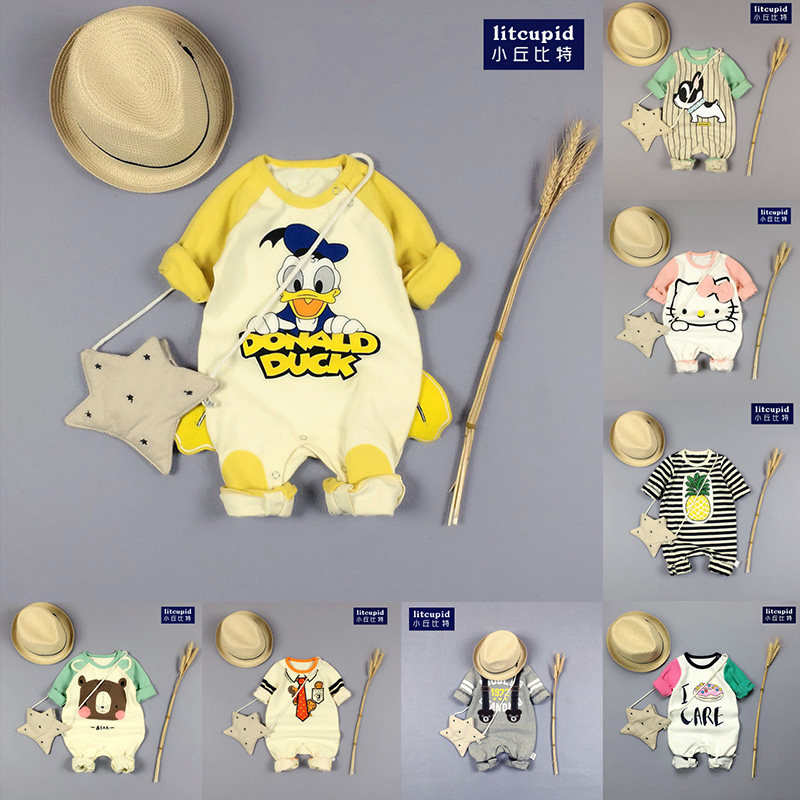 Baby Even body clothes pure cotton newborn spring clothes climbing and climbing clothes for the Spring and Autumn season to wear cute male and female baby khays