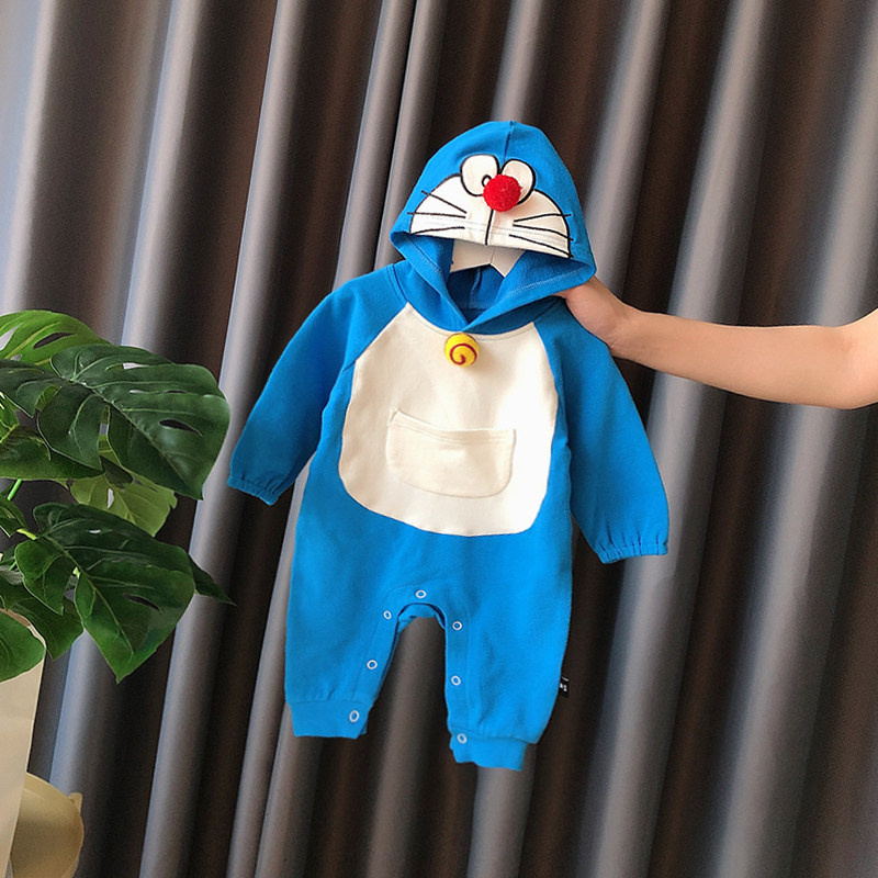 Baby jumpsuit spring and autumn pure cotton baby ha clothes cute super cute outside clothes climbing clothes tide cartoon three or six months