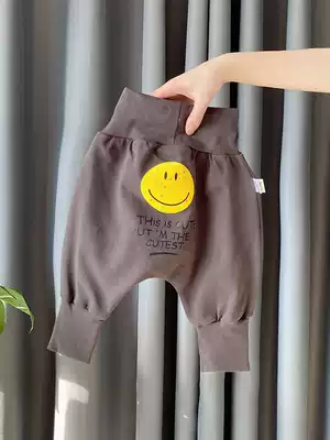 ins baby high waist belly pants spring and autumn 9 months men and women baby big PP pants pure cotton new bundle pants Korean version