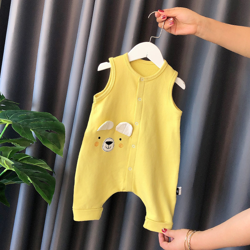 Baby Even with vest Spring and autumn baby sleeveless cuddling bag pants kha-clad Korean version for climbing and climbing for six months clothes