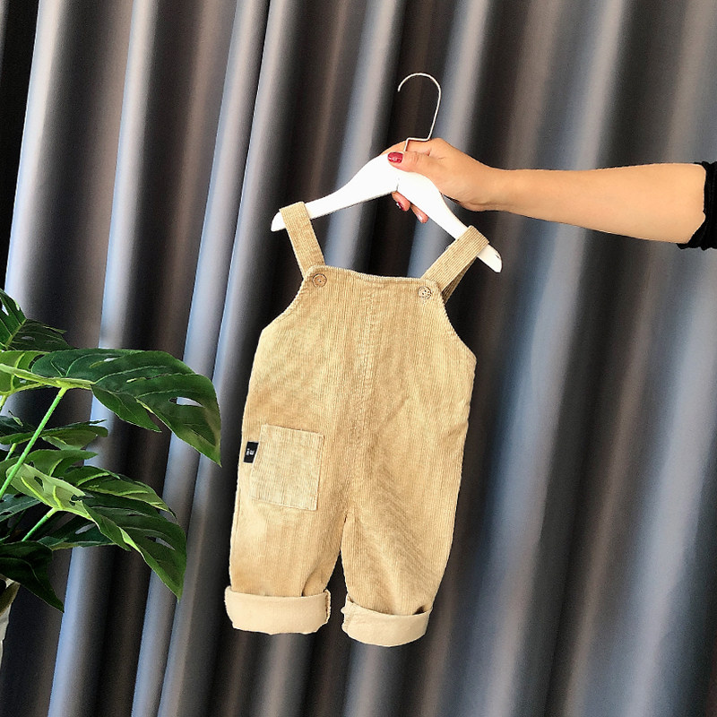 Baby holding baby bag pants corduroy autumn and winter baby jumpsuit Korean version boys and children's clothing pants straight pants loose casual pants