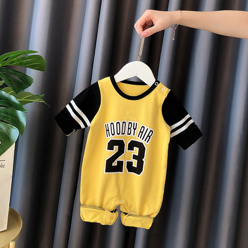 Baby jumpsuit Spring and Autumn Baby Boy Sports Ha Clothes Newborn Basketball Crawling Suit Six Months Foreign Pie Tide Out Of Uniform