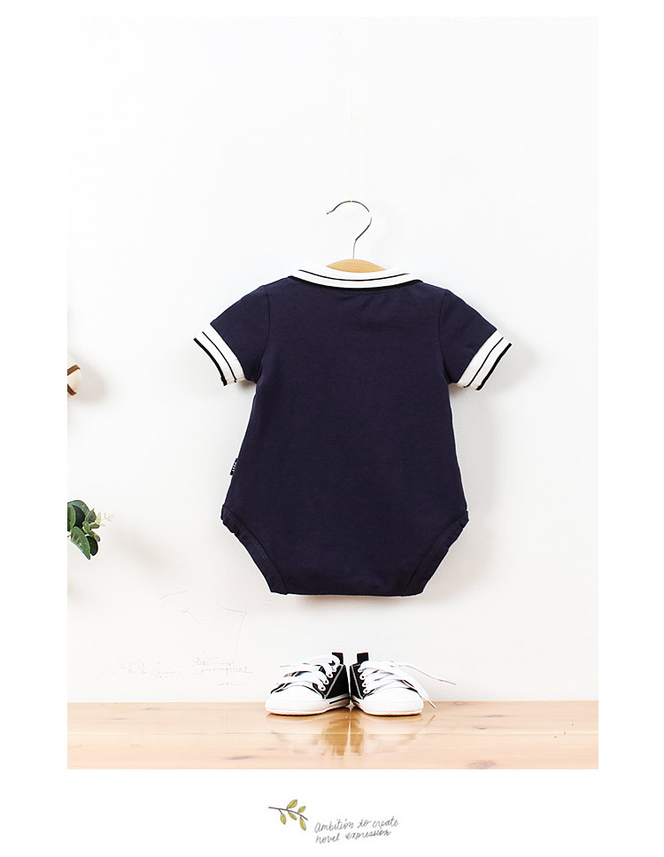 Quần áo trẻ em tam giác nam và nữ bé cotton ve áo ve áo ngắn tay romper 0-6-12 tháng tuổi sơ sinh thủy triều - Áo liền quần bộ trẻ em phim hoạt hình