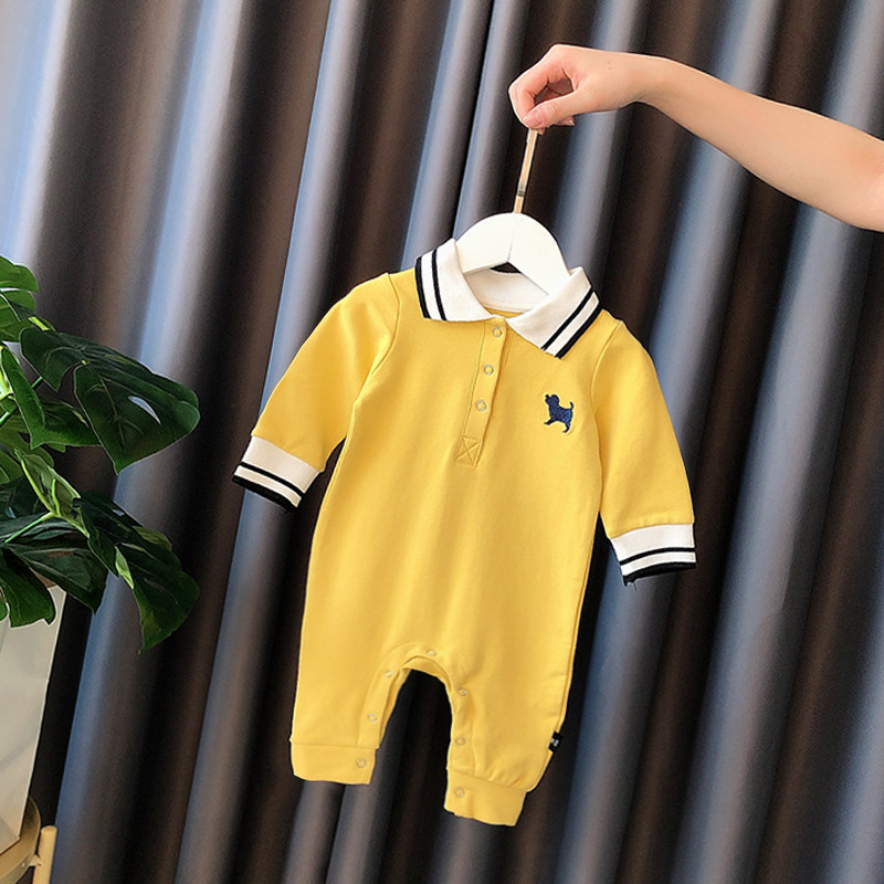 Baby Even warm up for spring fall collar baby pure cotton climbing clothes Chaugha out for three months 6 newborn spring clothes