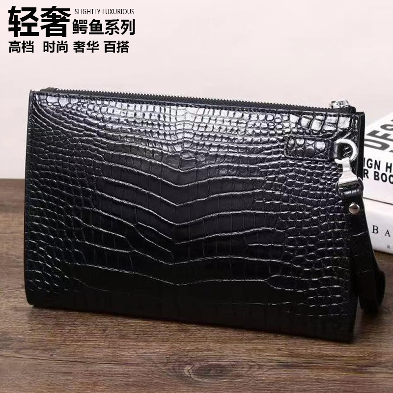 Thailand real crocodile leather handbag men's leather belly belly leather fashion youth men's clip bag business casual clutch
