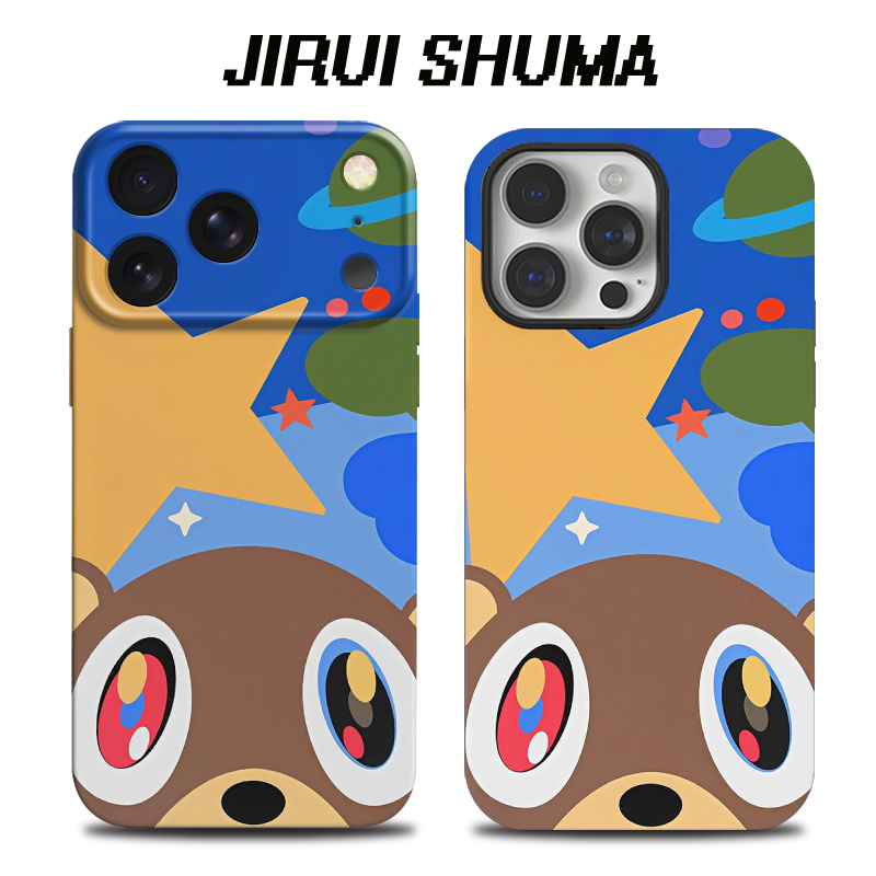Kanye Dropout Bear Blue Phone Case Suitable for Apple iPhone 17 Pro Max Creative 16 Sets Vivo S30 Cooling 15 New Model Air Soft Silicone 12 High-End Niche 13/14/1