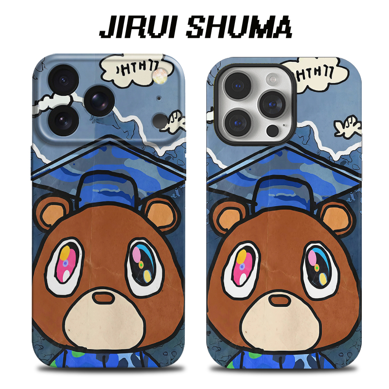 Kanye West Dropout Bear Phone Case for iPhone 17 Pro Max Trendy Brand iPhone 16 New American Style 15 Niche High-End 14 Cute 13 Unique Huawei Oppo Xiaomi Phone Case