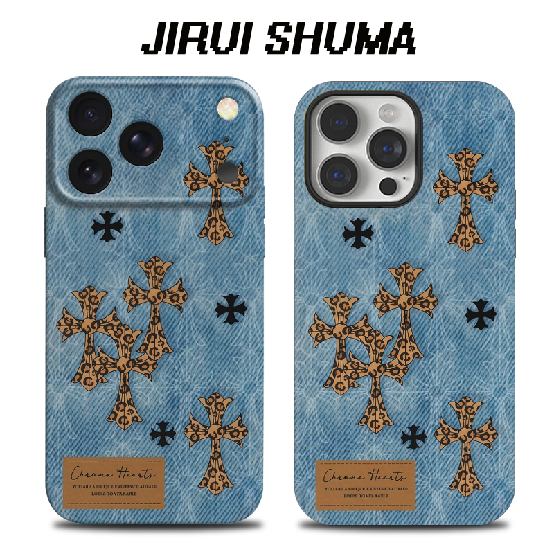 American Retro Denim Leopard Print Cross Suitable for iPhone 17 Phone Case Apple 16 Pro Max Creative Huawei Honor Magic 8 Anti-Drop 15 New Model Air Unisex 12 High-End Niche 1