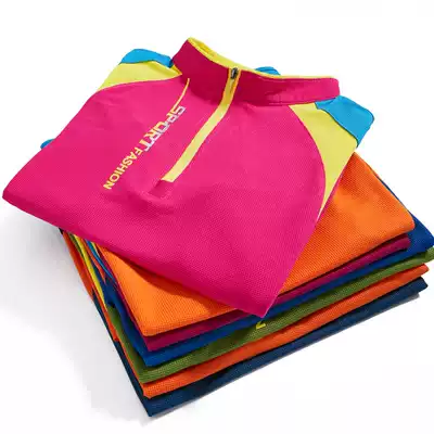 Outdoor quick-drying clothes women's long sleeves stand collar T-shirt men's loose short sleeves summer fattening women's cross-country sportswear