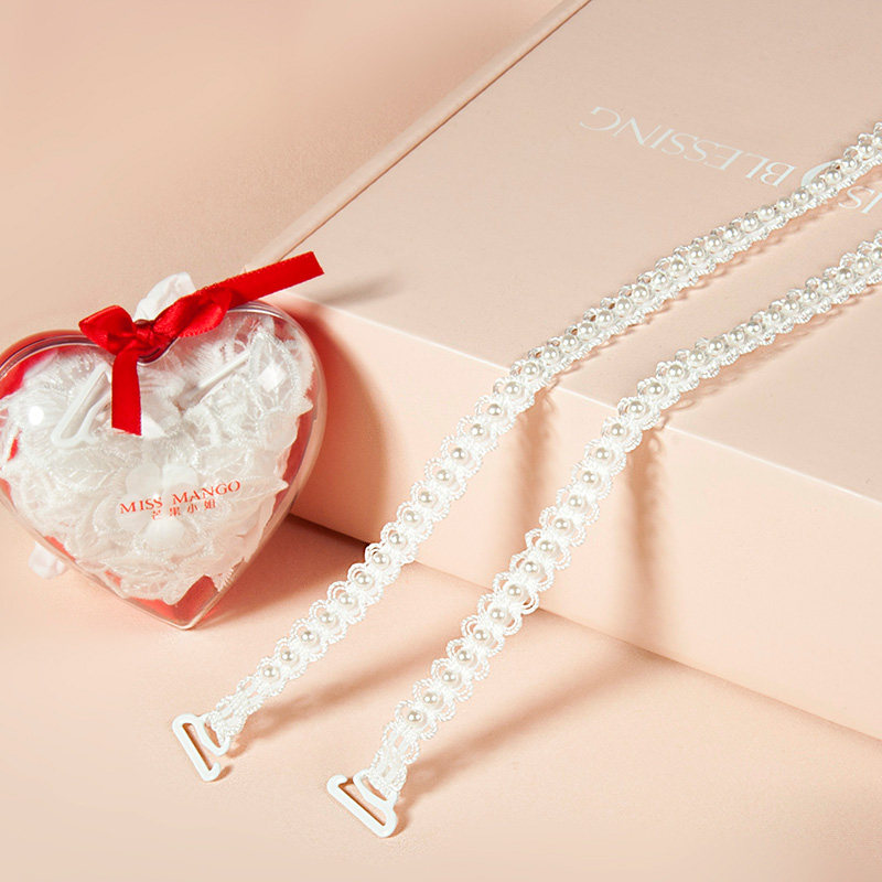 Lady Mango invisible lingerie shoulder strap can be exposed with replaceable non-slip sexy bra accessories transparent beads shoulder strap