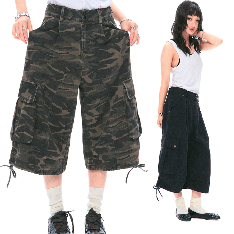 Pleasure Procedure Pain|Summer Thin Washed Large Pocket Loose Cargo 7/8 Pants Pleasure Procedure Pain|Summer Thin Washed Large Pocket Loose Cargo 7/8 Pants