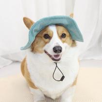 Summer dog hat fisherman hat with exposed ears cute sun hat sun protection corgi small dog casual dress headwear